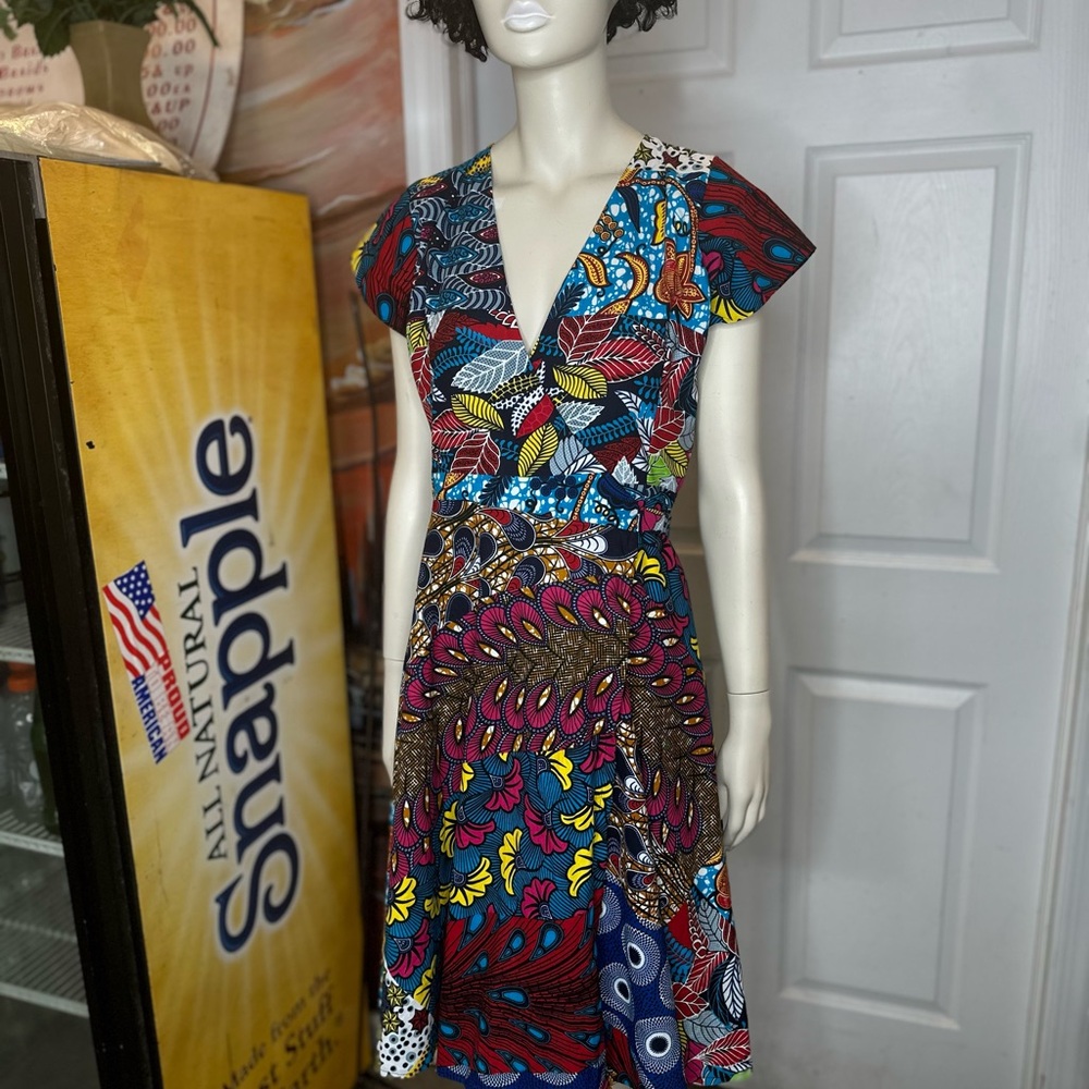 Utopia Africa Designs Vibrant Multicolor Midi Dress